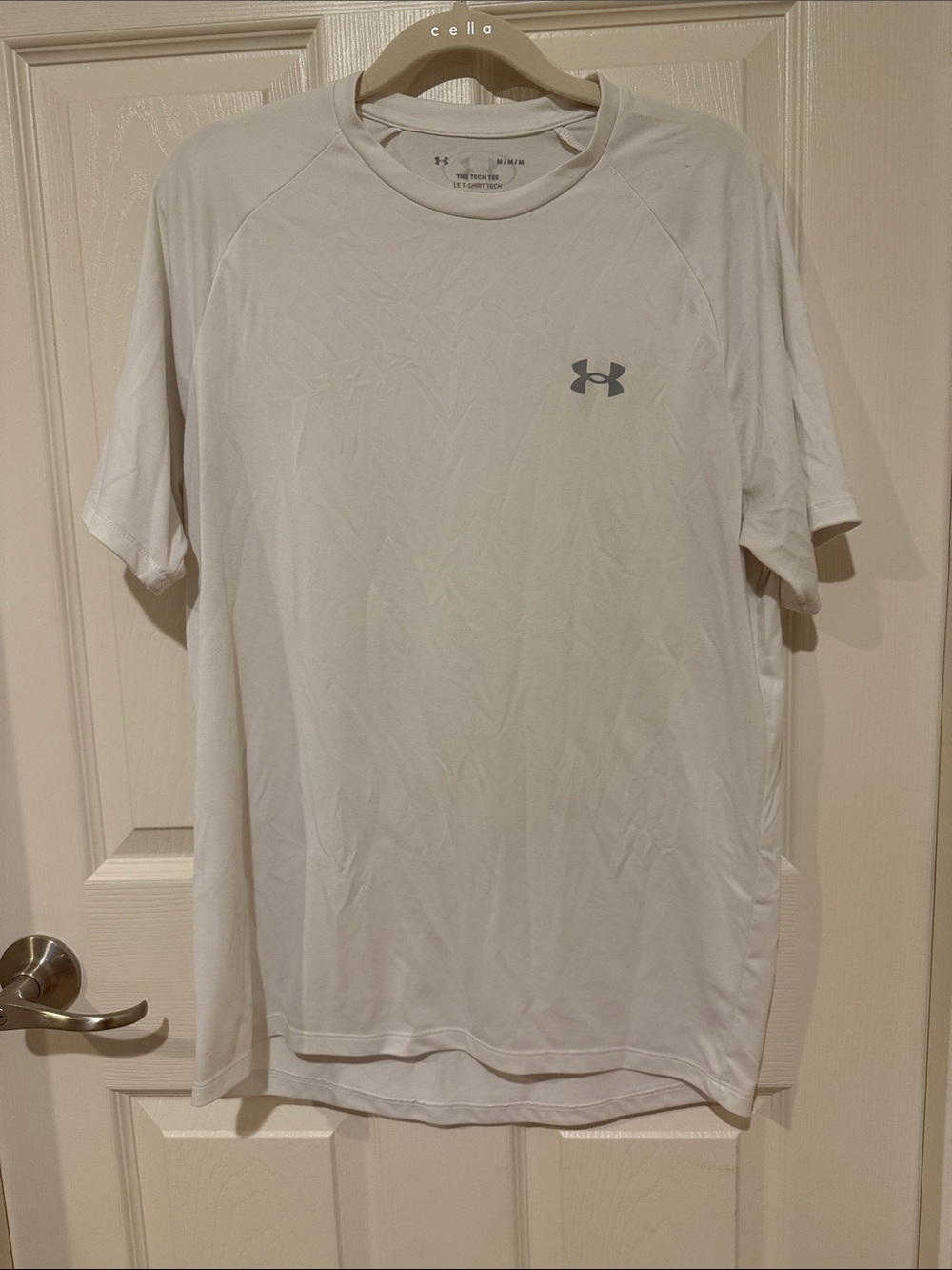 Under Armour Men’s White Short-Sleeve Athletic Tee with Gray Logo